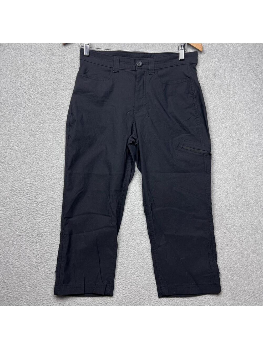 Eddie Bauer Rainier Hiking Capri Pants Women 6 Black Nylon Stretch Wicking Trave
